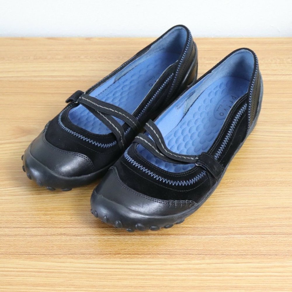 Privo by Clarks PR!VO Womens 8.5W Black Leather/Rubber Mary Jane Comfort Shoe